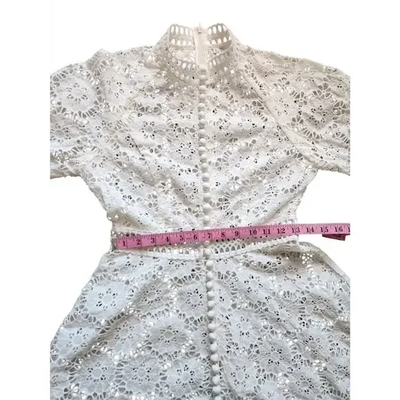 ZimmermannWomen's White Linen And Cotton-blend Guipure Lace Mini Dress L READ ! - Picture 11 of 13